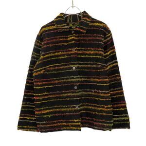 1990s Mirasol Black Colorful Striped Bohemian Jacket Small